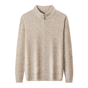 春竹100%羊绒衫开衫男秋冬新款加厚中年本命年全拉链立领毛衣外套