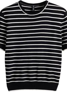 HM女装针织衫夏季女士时尚休闲柔软细密针织短袖1232470