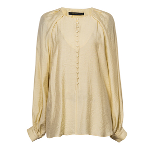 罗衣时尚浅黄色宽松衬衫2025春季新款气质休闲衬衣别致上衣11750