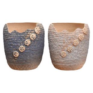 大号创意破口法师大老庄多肉盆粗陶植物波浪洞洞造型庭院陶瓷花盆