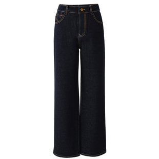 娅丽达加绒加厚阔腿牛仔裤女2025冬季新款大码女裤宽松保暖直筒裤