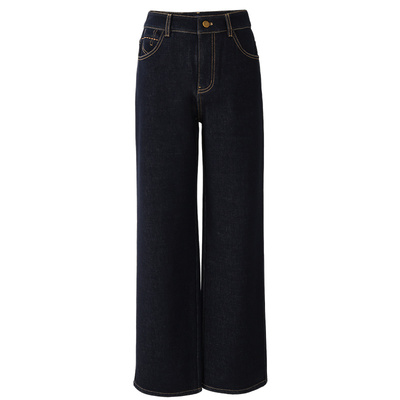 娅丽达加绒加厚直筒阔腿牛仔女