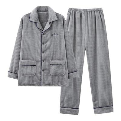 睡衣男冬季牛奶绒烂花保暖可外穿