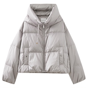 水云间超短款云朵泡芙羽绒服女立领鹅绒连帽外套小个子2025冬新款
