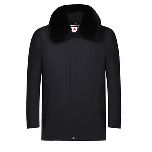 波斯顿羽绒服男款狐狸毛领波士顿官方旗舰店短款中老年男士加厚