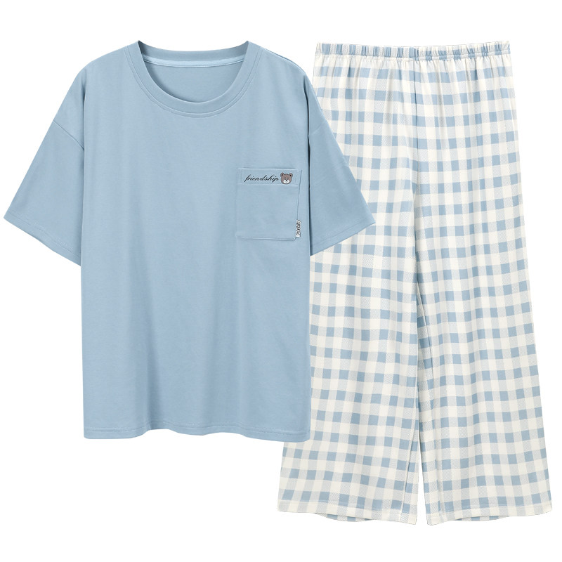 夏女士纯棉套装短袖七分裤家居服