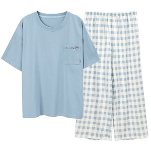 夏女士纯棉套装短袖七分裤家居服