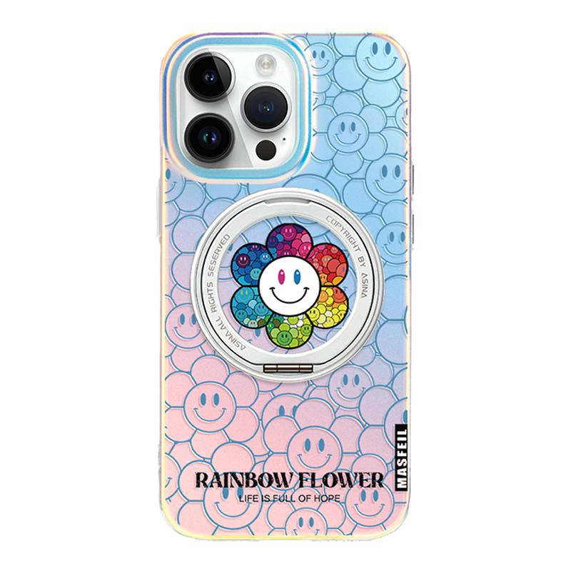 MASFEIL × 笑脸花朵适用苹果17Promax手机壳新款ip15磁吸带支架iPhone16Pro保护套支点Lo5创意13pm全包2024