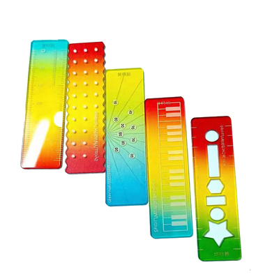 刻名字小格尺掌心尺糖果色手帐本迷你多功能刻度尺透明波浪直尺子