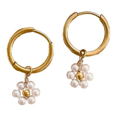 「小黛西」钛钢镀真金小雏菊耳环