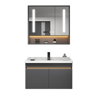 卫生间浴室柜组合陶瓷一体洗漱台小户型60cm灰色实木50洗手洗脸盆