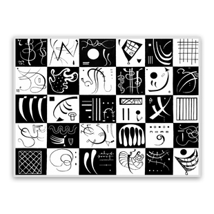 黑白利西茨基装饰画抽象北欧极简小众人物挂画卧室书房墙面壁画