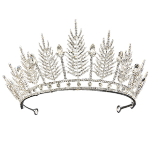 奢华大气新娘皇冠结婚头饰闪亮锆石合金镀银王冠精致水钻婚纱配饰
