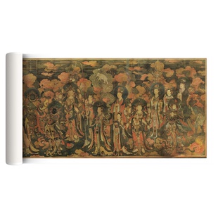 明代法海寺壁画《帝释天东》《帝释天西》全图高清微喷复制品文创古代人物画神仙画像长卷临摹仿古挂墙装饰画