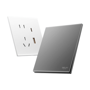 德力西DE288悦享SJ86超薄6mm砂感白银河灰16A开关插座套装86面板