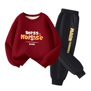 马克华菲男童拜年服套装儿童过年服2026马年新款大童本命年卫衣FW