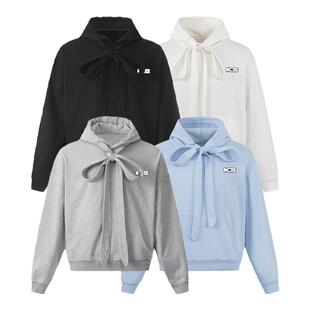 ics丨iconslab趣味绑带蝴蝶结连帽卫衣情侣秋冬情侣同款帽绳外套