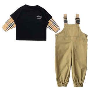 2025春秋新款亲子装母子纯棉卡其色背带裤母女可爱休闲小众连体裤