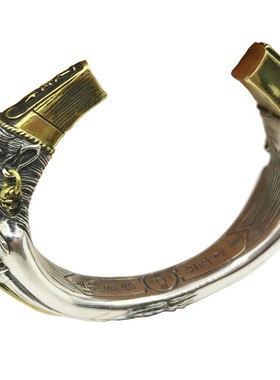 黑白无常纯银手镯霸气男款