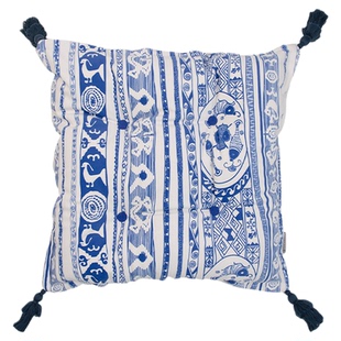 VANCASA疏影和鸣 法式中国风椅子坐垫蓝色座垫中式蓝色餐椅垫高级