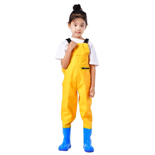 儿童玩水连体下水裤幼儿园防水衣服赶海装备宝宝抓鱼涉水雨裤沙滩