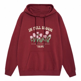 日本代购刘浩存同款卫衣女2025秋冬新款巨好看酒红色高级感外套