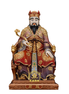 黄铜冰金彩灶君灶公爷像厨房摆件