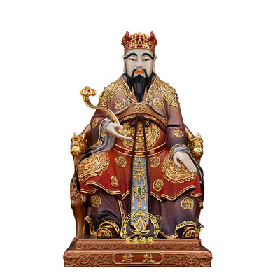 黄铜冰金彩灶君灶公爷像厨房摆件