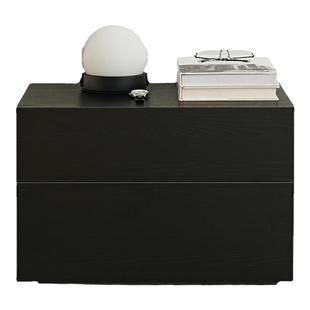 意式极简烟熏橡木床头柜简约现代卧室床边柜设计师款储物柜收纳柜