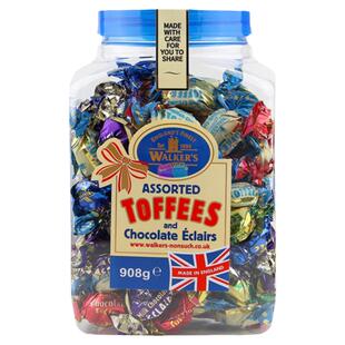 英国进口糖果零食软糖walkers沃尔克斯太妃糖什锦海盐焦糖味罐装