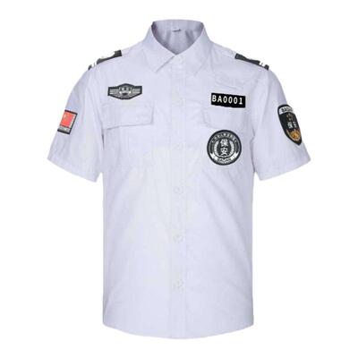 夏季保安工作服白色短袖衬衣