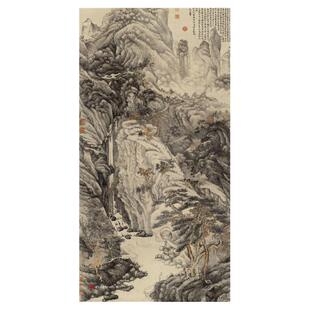 沈周与庐山高图 原大原寸高清印刷（纵194厘米，横98厘米）中国画经典临摹范本 四川美术出版社 附赠解析说明小册子