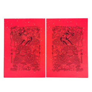 2026马年传统老式门神木版年画贴大门复古怀旧门心门贴秦琼尉迟恭