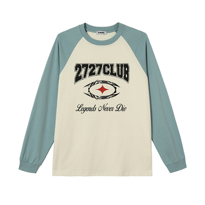 2727WORLD美式街头撞色插肩长袖