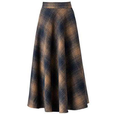 秋冬半身裙毛呢a字长裙波西米亚