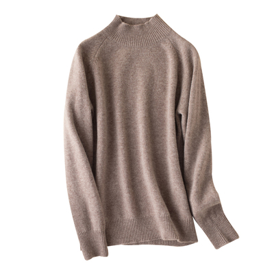 高端品牌100纯羊毛衫女加厚羊绒毛衣半高领宽松针织打底2025新款