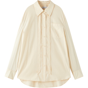 【商场同款】太平鸟 25秋季新款天丝棉混纺飘带长袖衬衫A3CAF3273