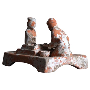 仿古陶俑摆件汉代下棋俑人物俑文物复制家居装饰品古玩收藏艺术品