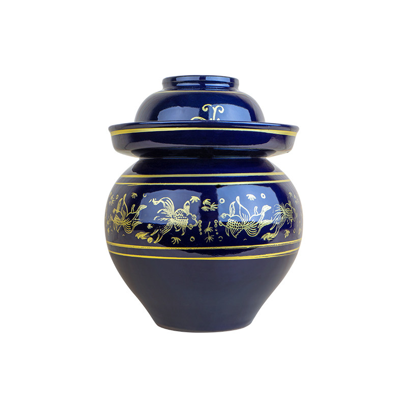 四川泡菜坛子加厚款土陶菜坛蓝色