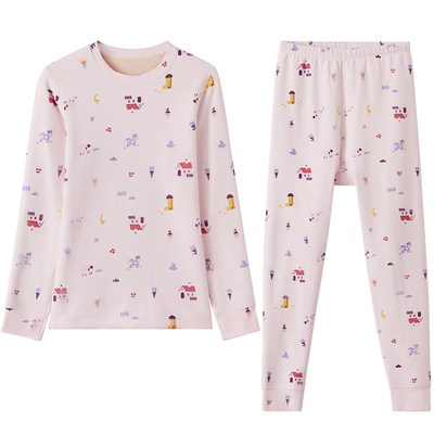 红豆儿童保暖内衣套装秋冬加绒