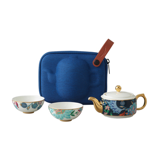 永丰源 幸福满园4头旅行茶具陶瓷快客杯户外便携式茶具礼盒装