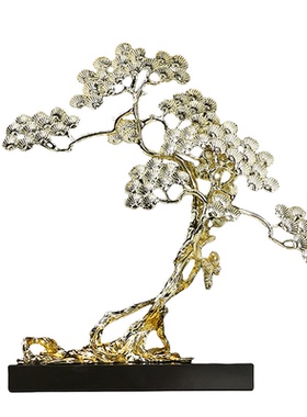 态生活新中式招财迎客松软装摆件