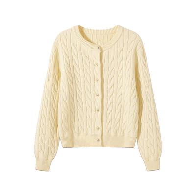 班尼路S&K系列短款针织衫外套女2025新款冬加厚保暖毛衣开衫上衣M