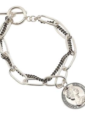 文艺简约合金个性嘻哈朋克风软链手链学生情侣粗链手环2025新款潮