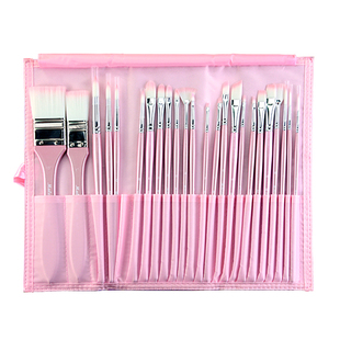 玛琅24支尼龙毛画笔套装美术专用绘画水彩水粉固体颜料工具丙烯画笔专业级油画笔刷圆头勾线毛笔刷子平头排笔