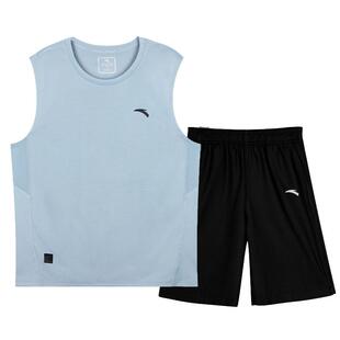 安踏篮球服青少年运动背心套装男夏季宽松跑步无袖t恤短裤训练服