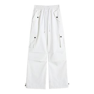 工装裤女款2026新款流行夏天裤子运动休闲直筒弹力高腰显瘦阔腿裤