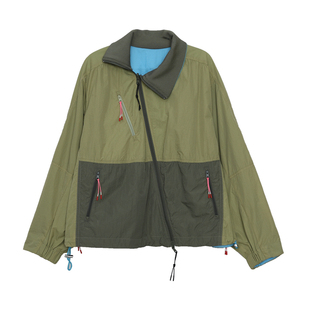 【商场同款】MOVEUP幻走2025春季新款抽绳拼接设计双面短款外套女