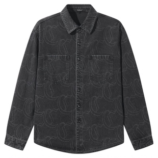 【老花满印】卡宾水洗牛仔夹克男装春季新款衬衫型休闲薄外套