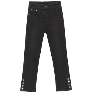 烟管直筒牛仔裤八分chic配马丁靴的裤子女显瘦百搭小个子腿粗九分